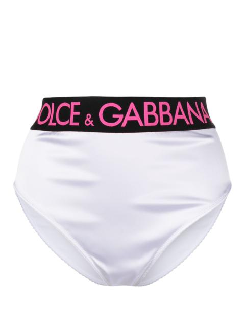 Dolce & Gabbana White Logo Waistband High-Waisted Briefs