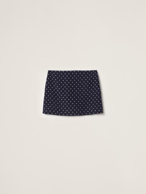 Polka-dot crepe de chine miniskirt