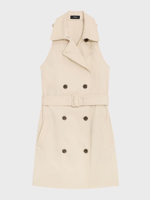 Theory Sleeveless Belted Mini Halter Trench Dress