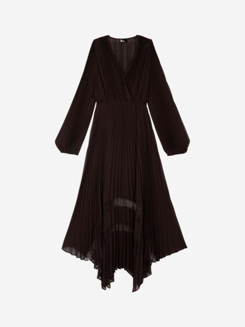 The Kooples BROWN PLEATED MAXI DRESS