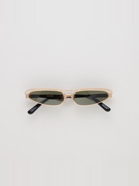LINDA FARROW Norma Cat Eye Sunglasses in Yellow Gold