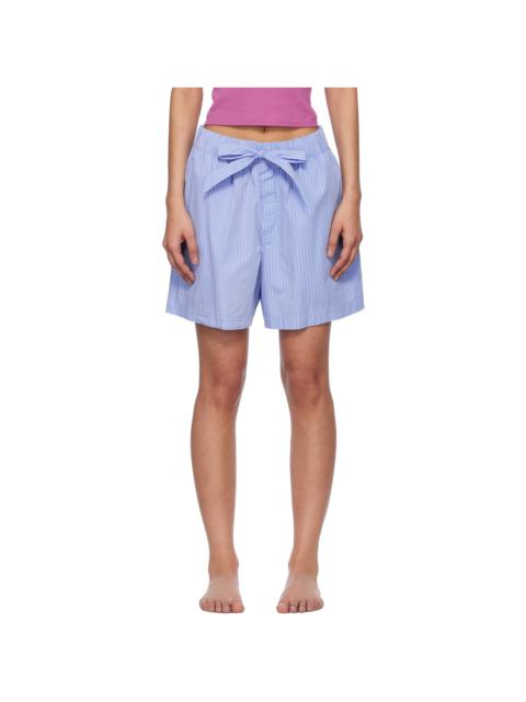 Blue & White Poplin Pyjama Shorts