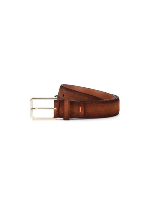 Santoni Brown suede adjustable belt