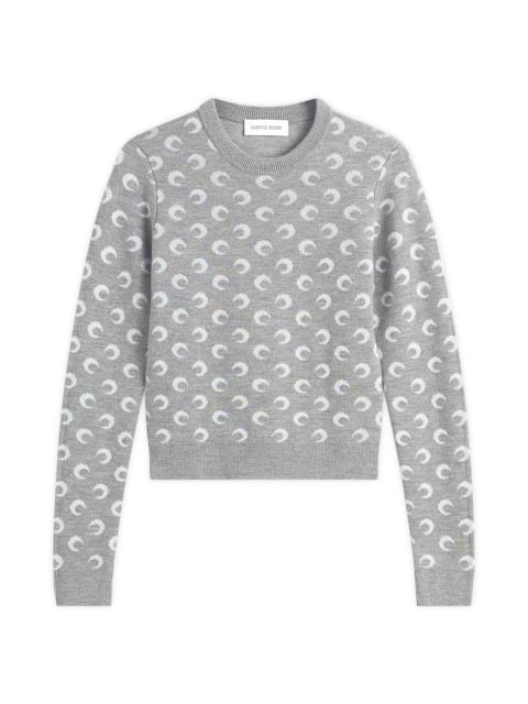 Marine Serre Marine Serre Moon Jacquard Knit Fitted Crewneck Sweater