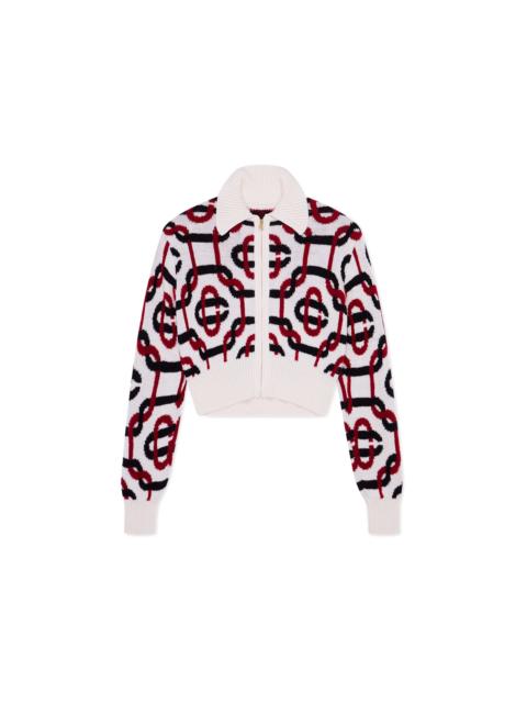 CASABLANCA Off White Monogram Zip Up Knit