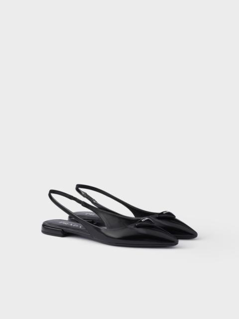 Prada Brushed leather ballerina slingbacks