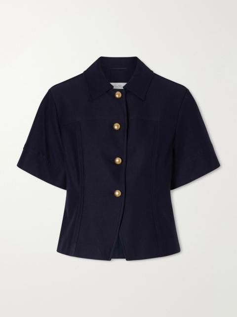 Max Mara Paneled cotton-piqué shirt Navy