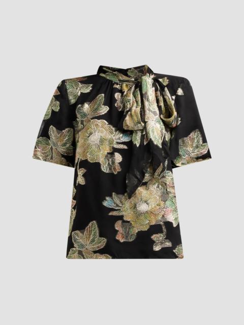 RAMY BROOK Women's Balinda Floral Embroidered Top - Black Metallic Floral
