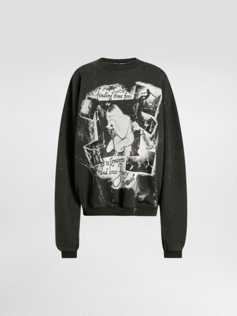 Dolce & Gabbana Cotton crew neck sweatshirt with print