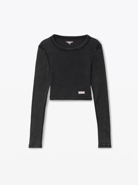 Alexander Wang cropped long-sleeve tee in ribbed cotton