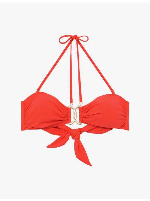 REISS Johannah Halter-Neck Stretch-Woven Bandeau Bikini Top