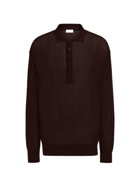 FERRAGAMO Long sleeve knitted silk polo shirt