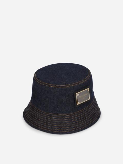 Dolce & Gabbana Denim bucket hat with branded plate