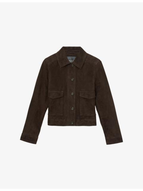 REISS Hanson Suede Trucker Jacket