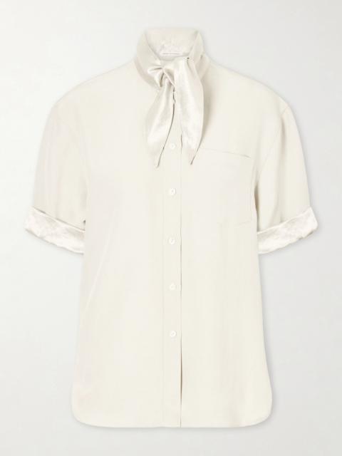 MARIA McMANUS Tie-detailed Sateen-trimmed Crepe Shirt