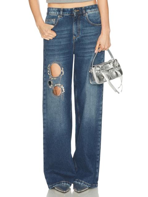 AREA Crystal Chain Cutout Relaxed Leg