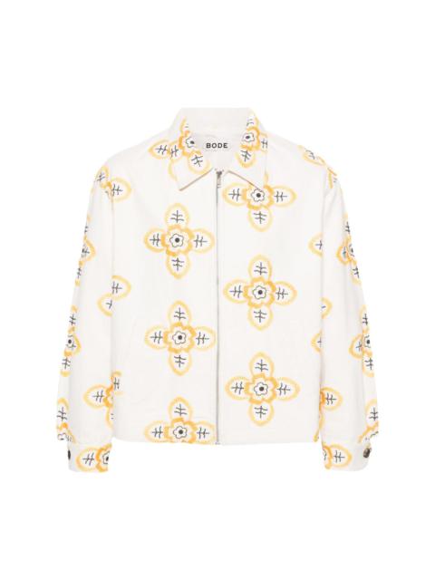 BODE Embroidered Buttercup Jacket in Ecru/Multicolor