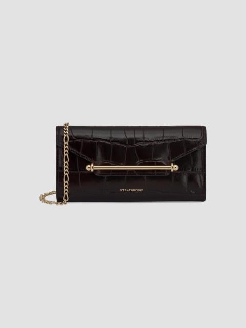 STRATHBERRY Women's Multrees Large Croc-Embossed Leather Convertible Wallet-On-Chain - Mahogany And Black