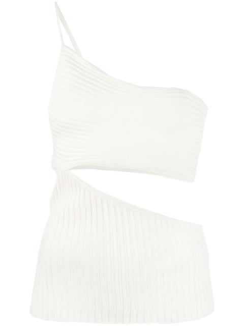 ANDREĀDAMO one-shoulder cut-out ribbed top