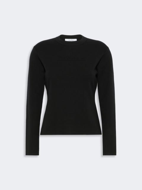 Max Mara MANTO Wool yarn sweater with embossed logo detail - BLACK