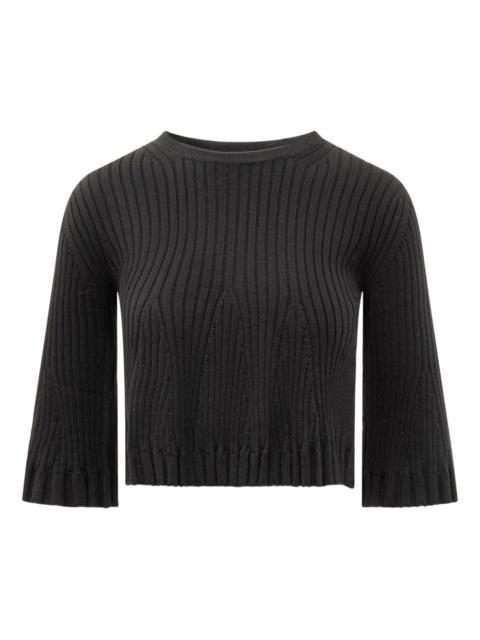 Loulou de Saison Ammi ribbed bell-sleeve knitted top