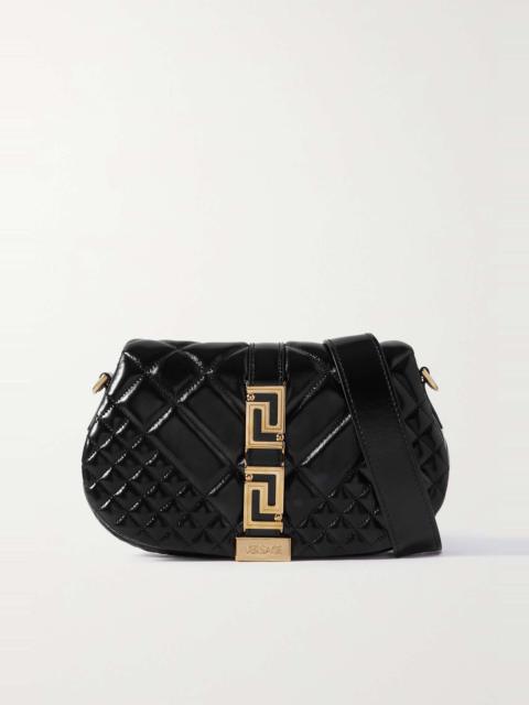 VERSACE Medium quilted glossed-leather shoulder bag