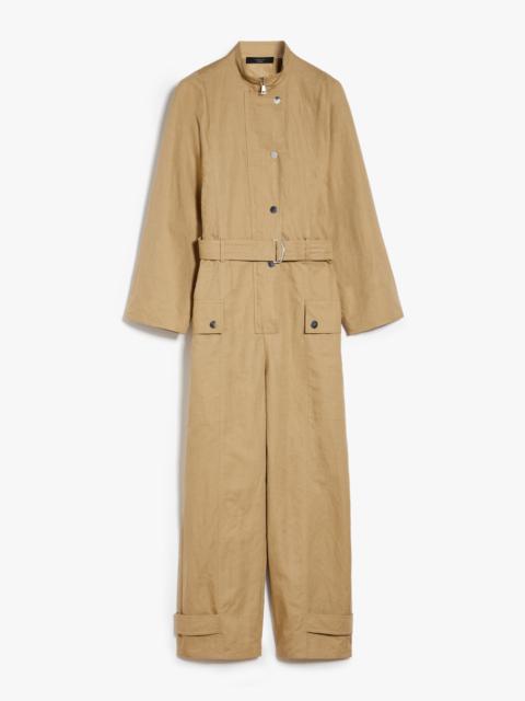 Max Mara FASTO Cotton and linen basketweave jumpsuit