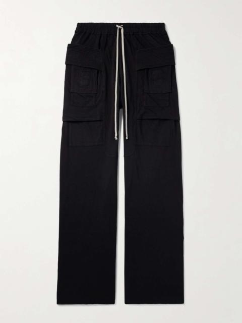 Rick Owens DRKSHDW Creatch Wide-Leg Cotton-Jersey Drawstring Cargo Trousers