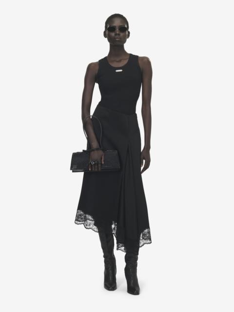 Alexander McQueen Lace Hem Asymmetric Midi Skirt