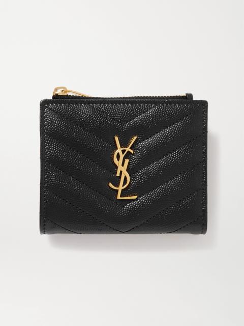 SAINT LAURENT Monogramme Quilted Textured-leather Wallet