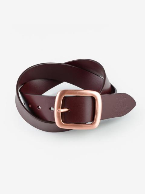 Iron Heart OGL-BELT-FULL-COP-BRN OGL Single Prong Copper Garrison Buckle Leather Belt - Full Dyed Brown