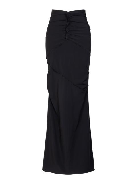 Paris Georgia Minimal Ruffled Stretch Maxi Skirt black