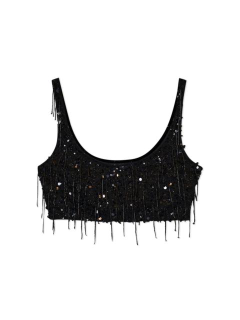 SIMKHAI Karlena Beaded Jersey Crop Top black
