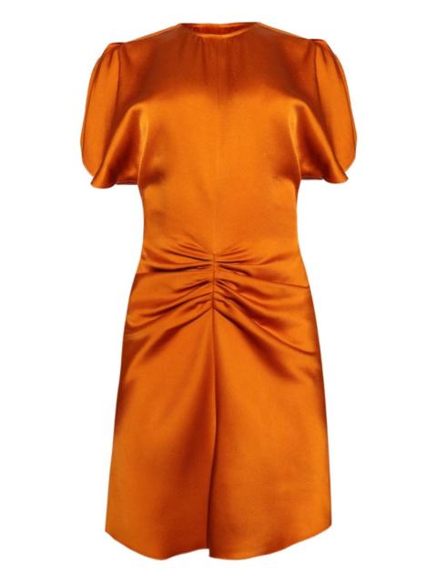 gathered puff-sleeve mini dress