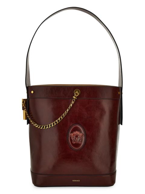 VERSACE Women's Pivot Large Leather Bucket Bag - Rosewood Gold