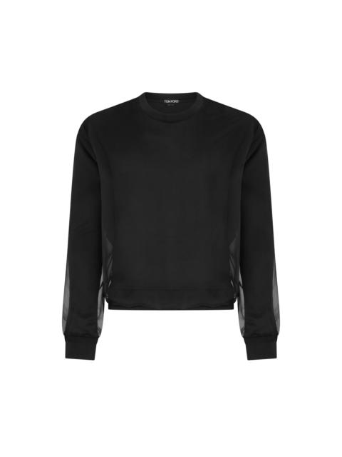TOM FORD CHIFFON LAYERED JERSEY CREW NECK