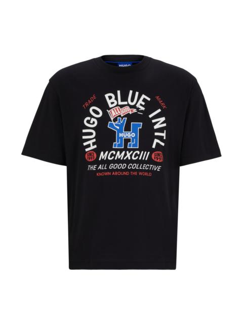 HUGO COTTON-JERSEY REGULAR-FIT T-SHIRT WITH SEASONAL GRAPHICS