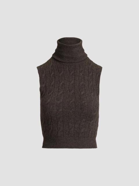 Ralph Lauren Women's Cable-Knit Cashmere Turtleneck Top - Taupe Grey