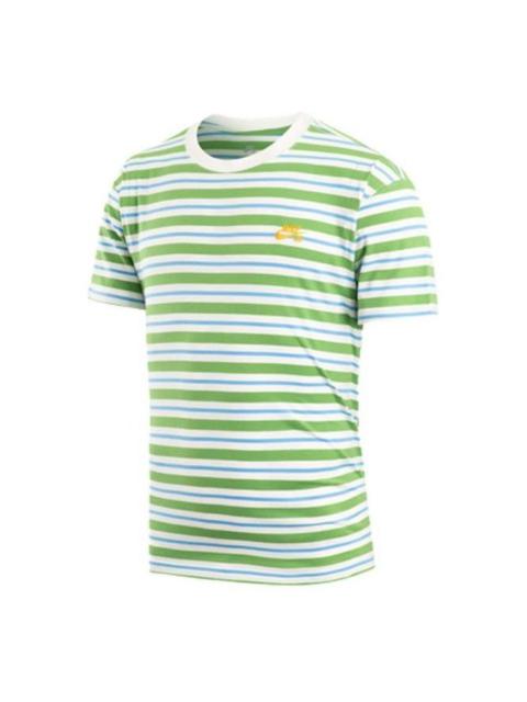 Nike Men's Nike Embroidered Logo Stripe Round Neck Short Sleeve Green T-Shirt DQ1863-133