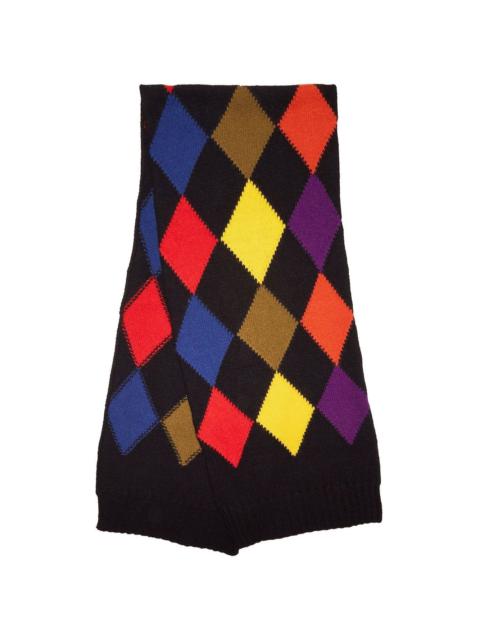 argyle-check knitted scarf