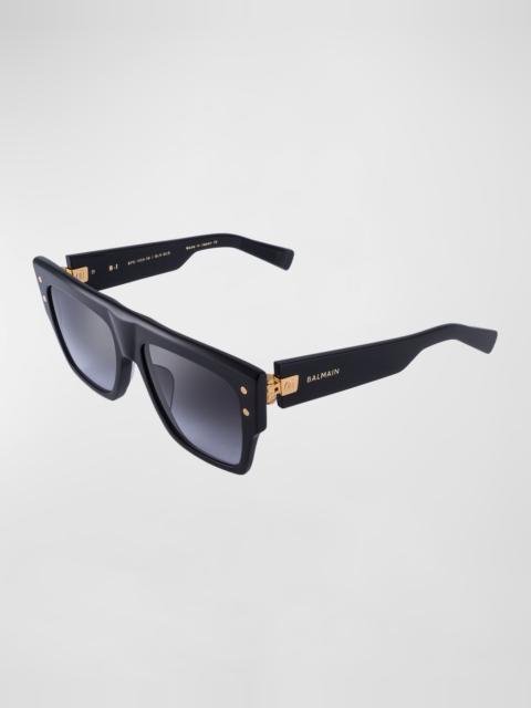 Balmain B-I Acetate Rectangle Sunglasses