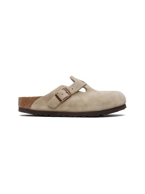 BIRKENSTOCK Taupe Regular Boston Soft Footbed Slip-on Loafers
