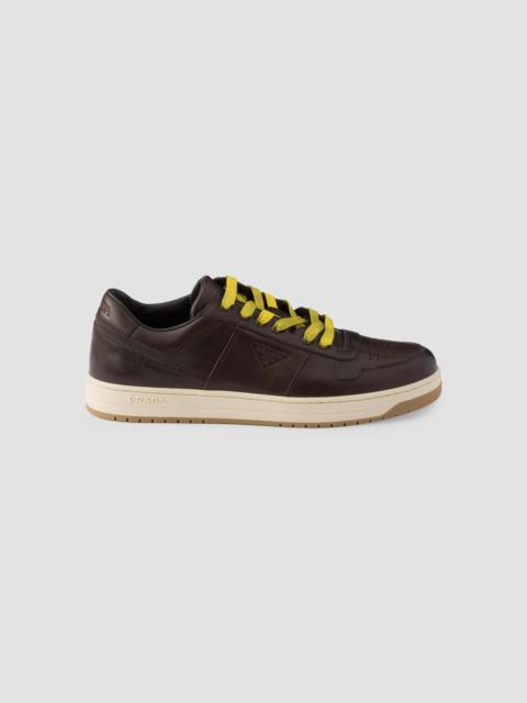 Prada Men's Downtown Aged Leather Sneakers - Brown