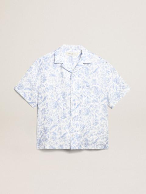 Golden Goose Resort Collection linen shirt with Mediterranean blue print