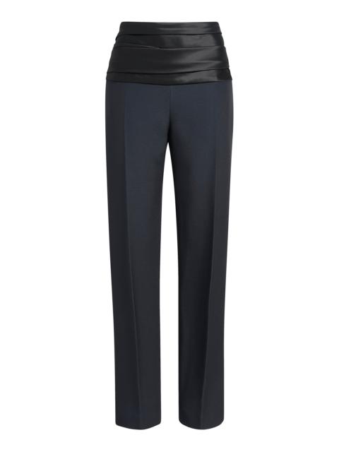KHAITE Camberly Ruched-Waist Pants black