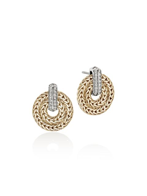 JOHN HARDY Icon Link Earrings, Gold, Diamonds, 22MM