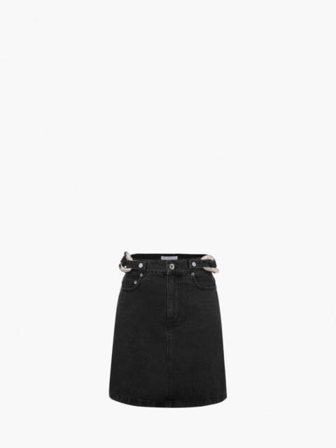 CHAIN. LINK DENIM SKIRT