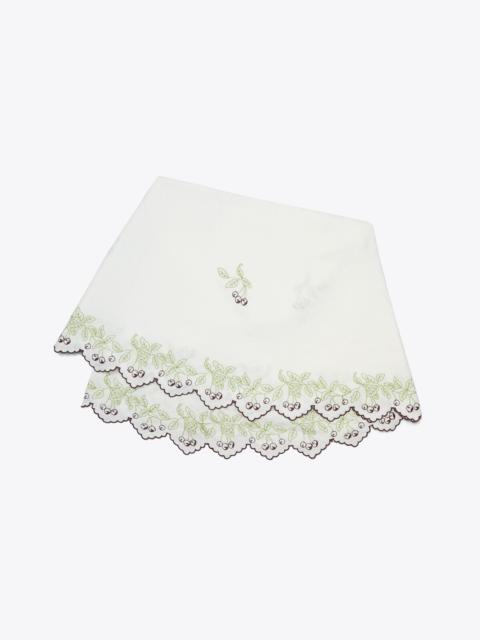 TORY BURCH Embroidered Linen Round Tablecloth, 84"