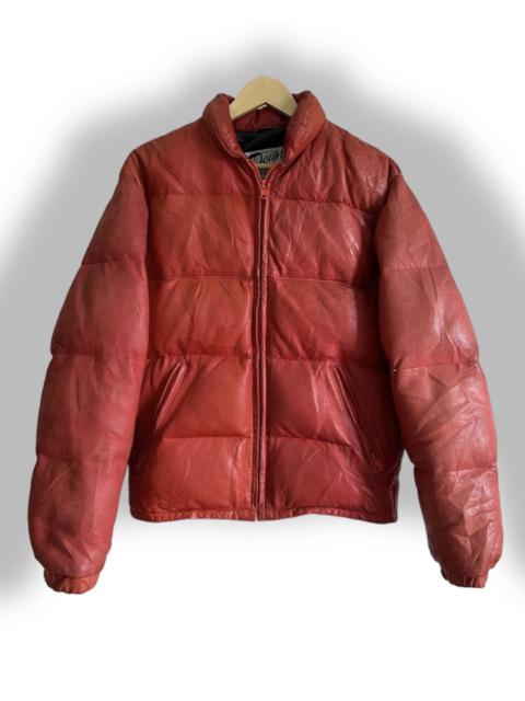 Other Designers Genuine Leather × Schott × Vintage - Vintage Schott Puffer Down Sheepskin Leather Jacket Goose