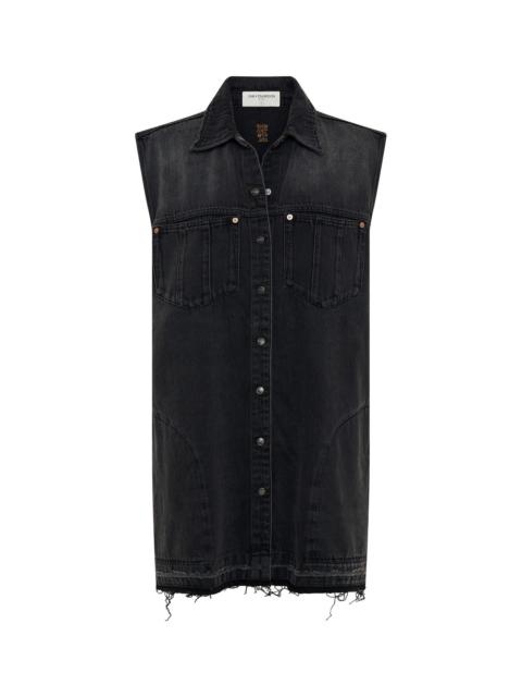 ONE TEASPOON Sleeveless Mini Denim Shirt Dress - Faded Black
